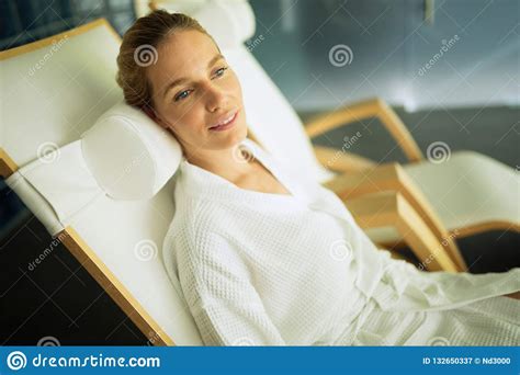 Beautiful Woman Relaxing In Bathrobe Stock Image Image Of Massage
