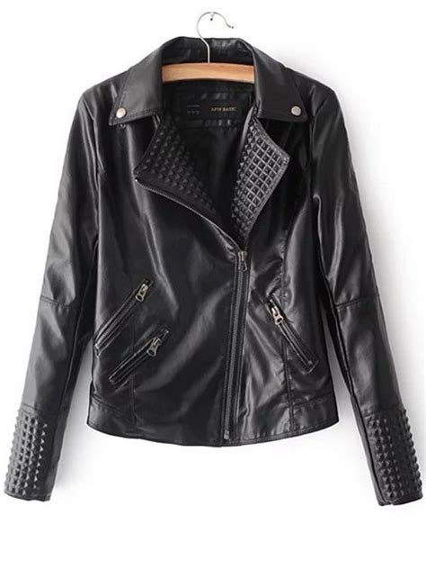 Motorcycle Jacket Women Coat Turn Down Collar Short Coat Embossing Slim Tops  Motorcycle