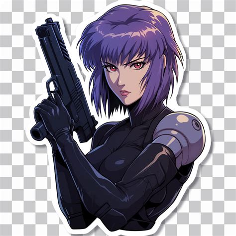 Motoko Kusanagi Armed Ready Epic Free PNG Anime Sticker