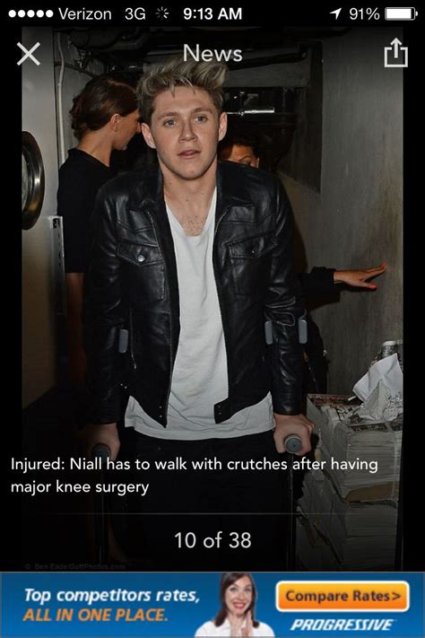 Poor Niall He Does Work The Crutches Tho😉😉 Crutches Knee Surgery