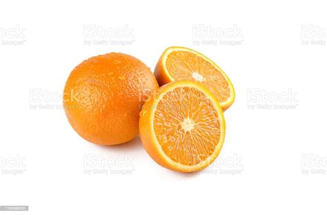 Orange Fruit With Half Isolated On White Background With Clipping Path