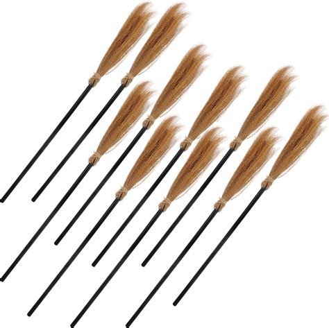 Cotiny 10 Pieces Halloween Witch Brooms Adjustable Witch