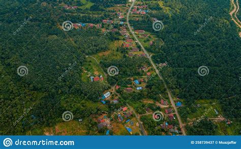 Aerial Drone View Of Countryside Settlements Scenery At Kampung