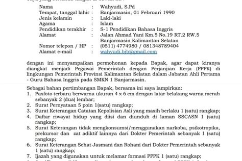 Contoh Surat Lamaran Pppk 2022 Guru Contoh Surat - Riset