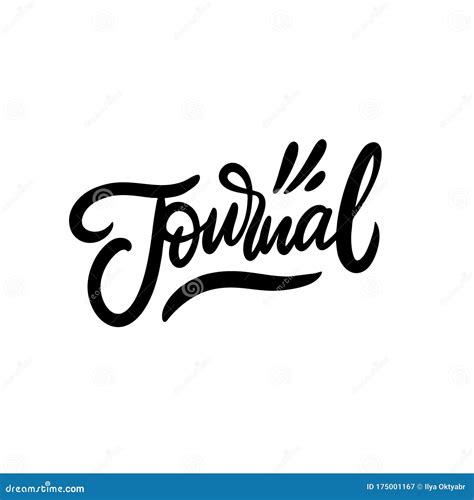 Journal Word Hand Drawn Lettering Phrase Black Ink Vector