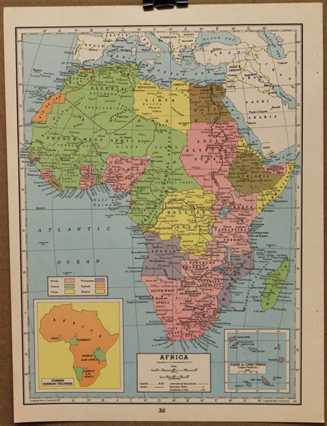 Vintage Map Of Africa Original 1944 By Pastonpaper On Etsy