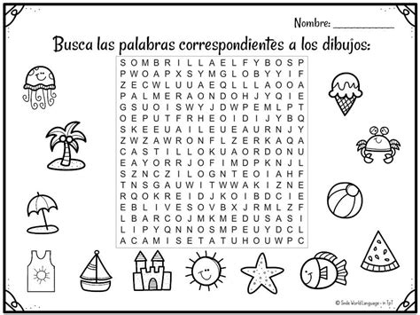 A Printable Word Search Page For The Spanish Language Schools Summer