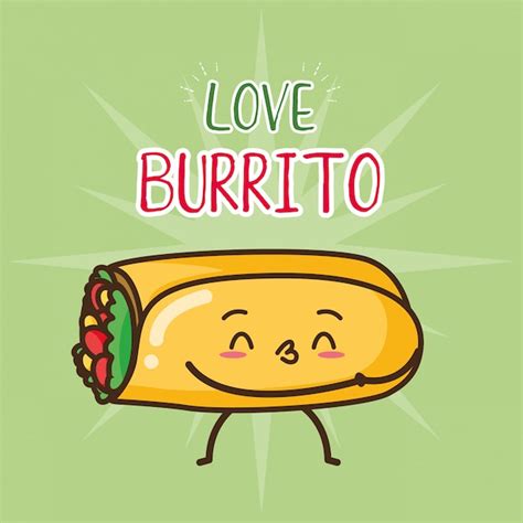 Kawaii Fast Food Cute Burrito Illustration Vector Free Download