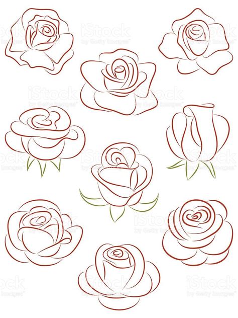 Set Of Roses Vector Illustration Royalty Free Stock Vector Art