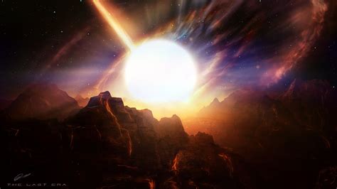 Alien Landscape Planet Stars Starlight Mountains Art