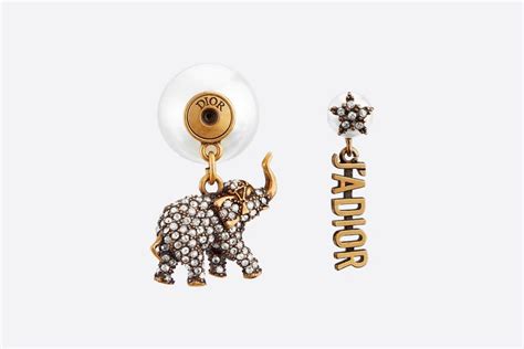 ‘jadior Elephant Charm Dior Tribales Antique Gold Finish Earring