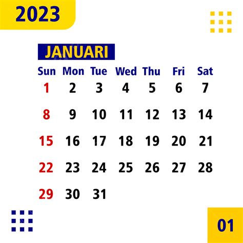 January 2023 Calendar Vector Calendar Year 2023 Png And Vector With