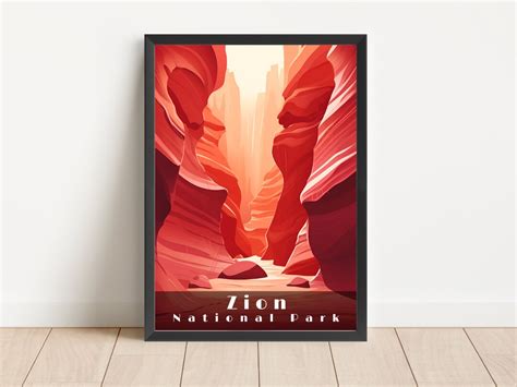 Zion National Park Poster Wall Art Travel Poster National Park Etsy