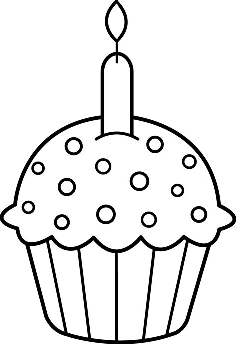 Birthday Cupcake Coloring Page Free Clip Art