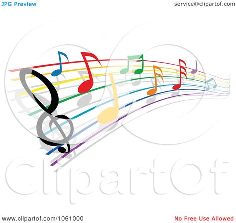 Royalty Free Vector Clip Art Illustration Of A Rainbow Staff And Music