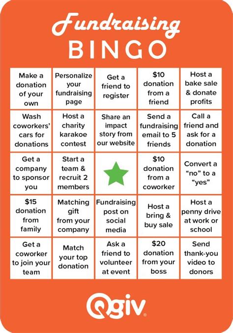 Fundraising Bingo Card Template Qgiv Bingo Card Template Bingo