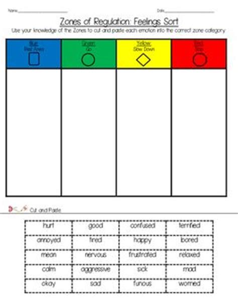 Here are some samples of what's included in the free printable zones download. Zones of Regulation Feelings Sort Worksheet | Zones of ...