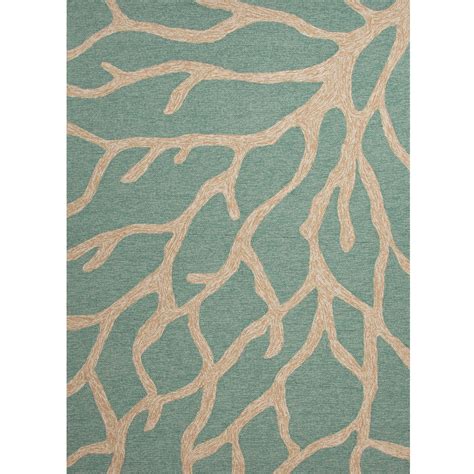 Blue outdoor border rug was added to your wishlist. JaipurLiving Coastal Lagoon Teal/Latte Indoor/Outdoor Area ...