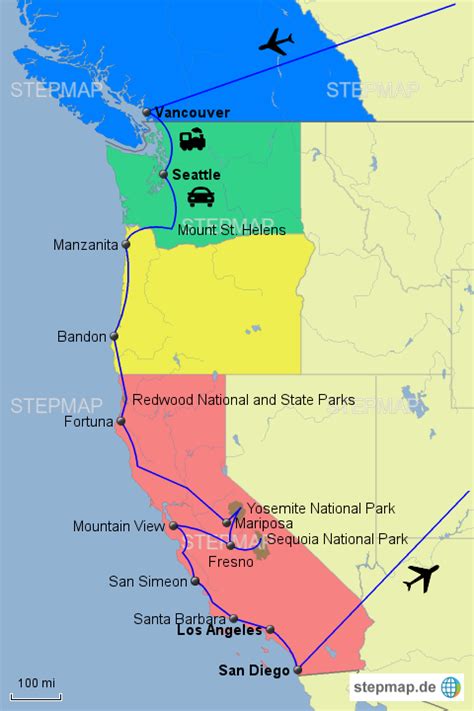 Stepmap West Coast20170520 Landkarte Für Nordamerika
