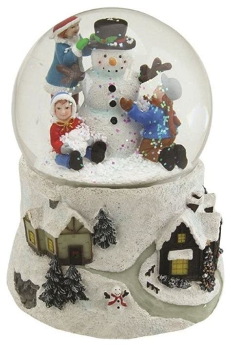 55 Snowman And Children Musical Swirling Christmas Snow Globe Glitter