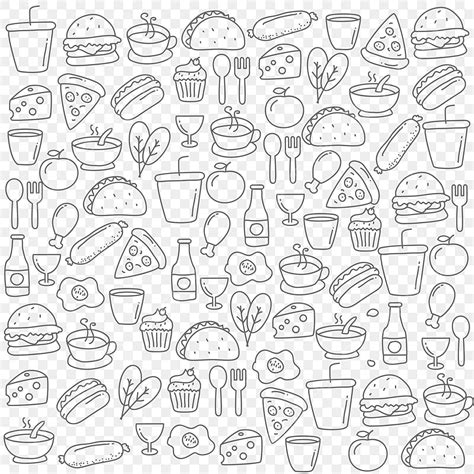 Hand Drawn Style Of Foods Doodle Elements Food Drawing Hand Drawing