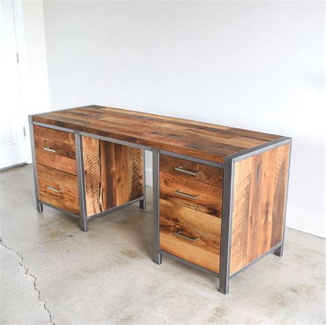 Large Rustic Desk Made From Reclaimed Wood Steel 5 Etsy In 2021