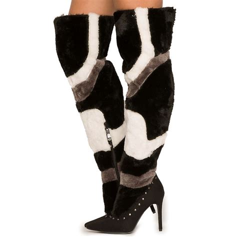 cape robbin women s tiarra 16 knee high fur boot tiarra 16 black shiekh boots fur boots