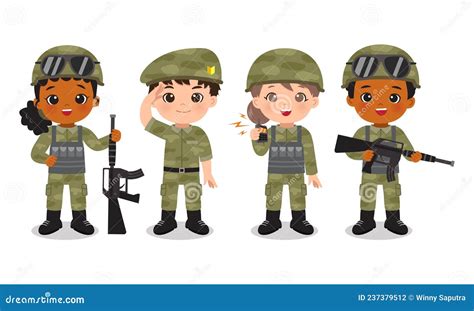 Grupo De Oficiales De Soldados Lindos Con Uniforme De Camuflaje