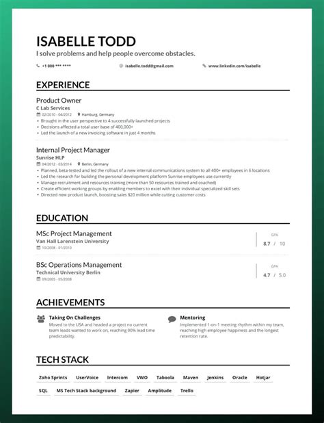 Plain Text Resume Format