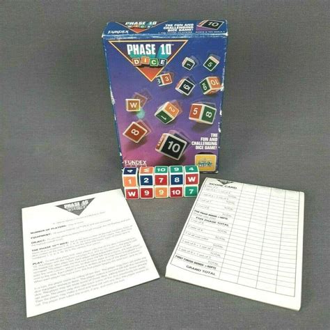 Phase 10 Dice 1993 Fundex Game Vintage W Score Pad Instructions