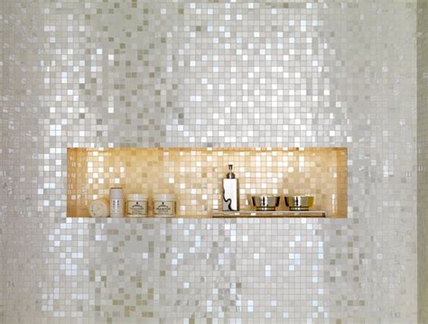 Pearl Effect Silver And Gold Contrast Wall Tiles Tile Shower Niche
