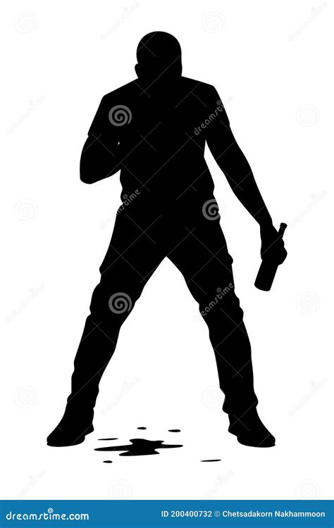 Drunk Man Silhouette Vector On White Stock Vector Illustration Of