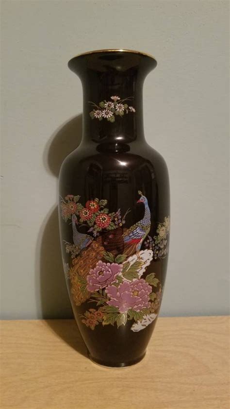 Vintage Interpur Flowers And Peacock Made In Japan Vase Etsy