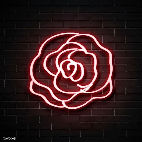 Neon Red Rose On A Wall Free Image By Nam Vector
