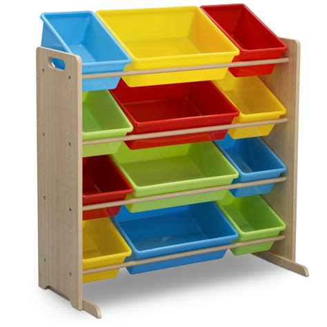 Delta Children Kids Toy Storage Organizer With 12 Plastic Bins Natural