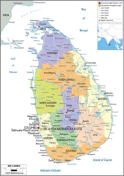 Sri Lanka Political Wall Map By Graphiogre