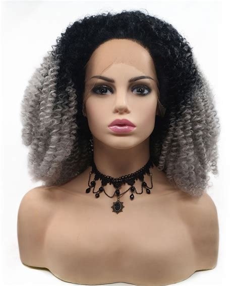 Invisilace B Gray Ombre Synthetic Lace Front Wigs Afro Kinky Curly Wig