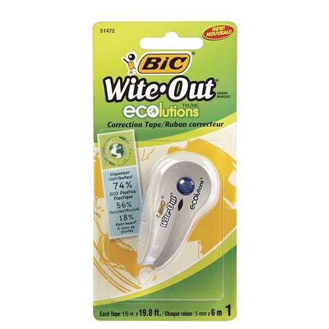 Bic Wite Out Brand Ecolutions Mini Correction Tape White Grand And Toy