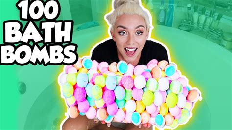 100 Rainbow Bath Bomb Challenge Nicole Skyes Youtube