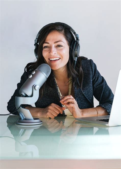 Female Radio Host Broadcasting Live In A Studio Premium Image By