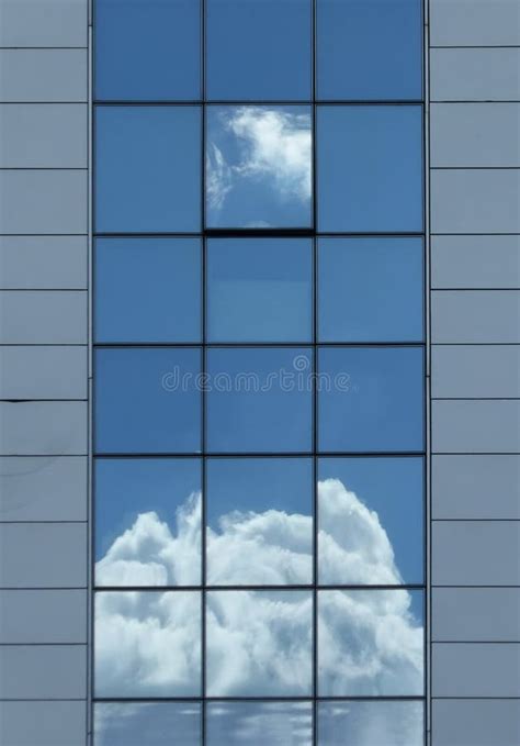 Open Window In An Modern Glass Building With Sky Reflection Stock Image