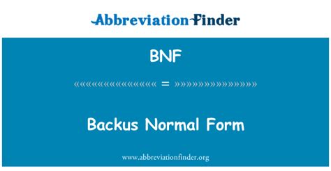 Bnf Definition Backus Normal Form Abbreviation Finder