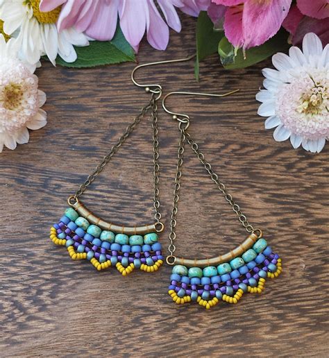 Woven Seed Bead Earrings By Mile High Beads On