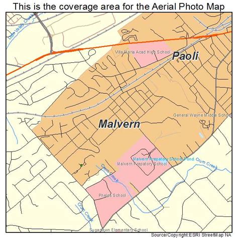 Aerial Photography Map Of Malvern Pa Pennsylvania
