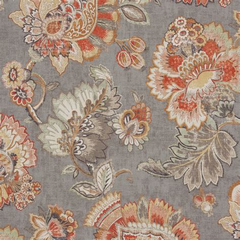 Rustic Gray Floral Multi Purpose Upholstery Fabric