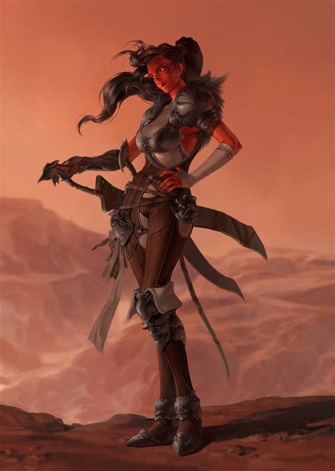 Red Tiefling Warrior Character Art Dungeons And Dragons Characters Fantasy Artwork