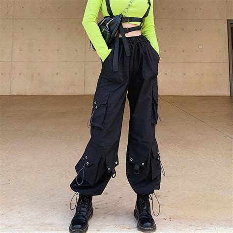 Qweek Gothic Cargo Pants Women Korean Fashion Spring 2021 Harajuku