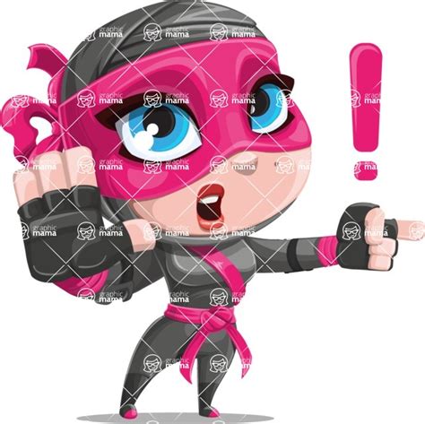 Cute Ninja Girl Cartoon Vector Character Aka Hiroka Direct Attention