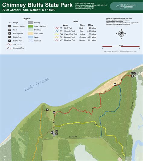 Hiking Map For Bluff Trail And Drumlin Trail Loop