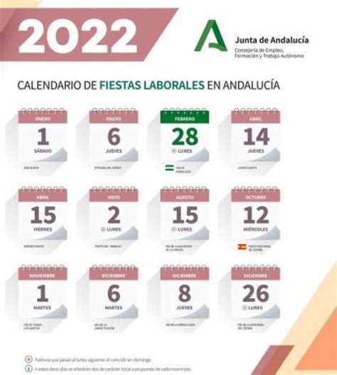 Calendario 2022 Festivos Andalucia 2022 Spain